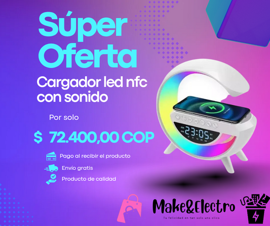 Cargador con NFC y altavoz LED